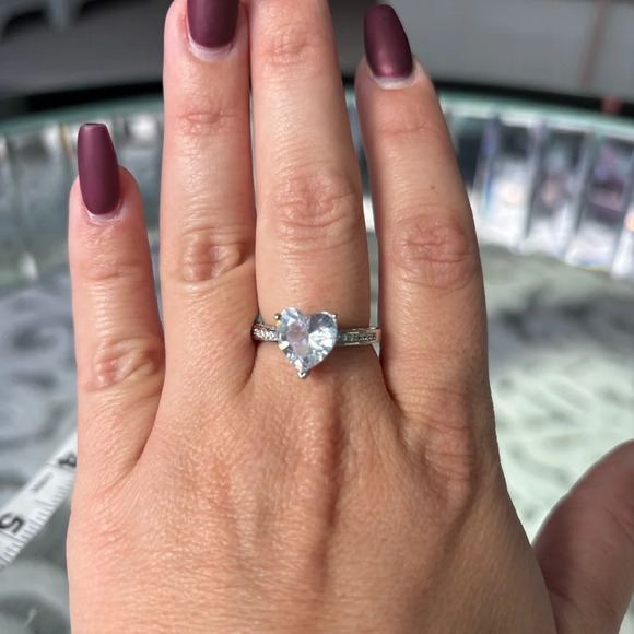 NEW 925 STERLING SILVER DIAMOND HEART RING - Picture 5 of 6